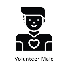 Volunteer Male vector Glyph Design icon. Volunteering Symbol on White background EPS 10 File