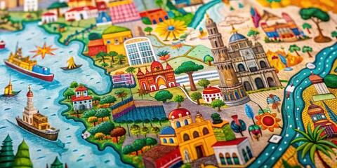 Obraz premium Discover a comprehensive map of Mexico showcasing Mexico City, the bustling capital, designed for travelers and learners interested in the country's rich culture and geography.