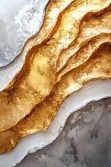 Fototapeta premium Captivating abstract artistry with layers of gold and silver creating a striking visual contrast and depth in modern design