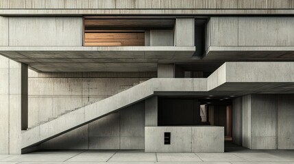Brutalist-style Contemporary Architecture Showing Concrete Building Section