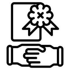 rejected agreement award outline icon and illustration