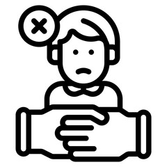 sad rejected outline icon and illustration