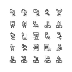 Set of rejected situation outline icon and illustration