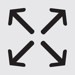 Maximize and expand, direction arrows from full screen icon vector. Flat style Arrow means from expansion and open icon vector illustration.