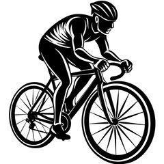 Naklejka premium a cyclist silhouette vector on a white background