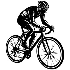 Obraz premium a cyclist silhouette vector on a white background