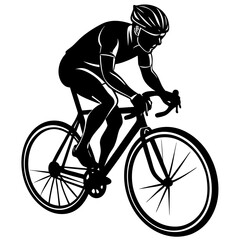 Obraz premium a cyclist silhouette vector on a white background