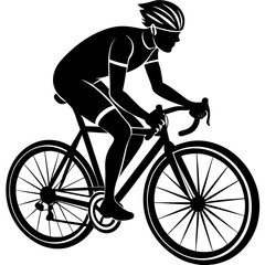 Obraz premium a cyclist silhouette vector on a white background