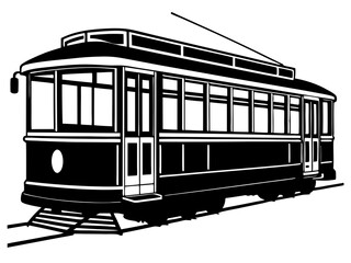 Classic Streetcar (Trolley) silhouette vector on a white background