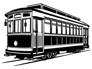 Classic Streetcar (Trolley) silhouette vector on a white background