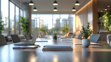 Modern Office Meeting Space with Greenery
