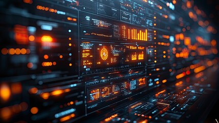 A close-up of an AI algorithm visualized on a screen, used to predict stock market trends and economic patterns in a futuristic setting.