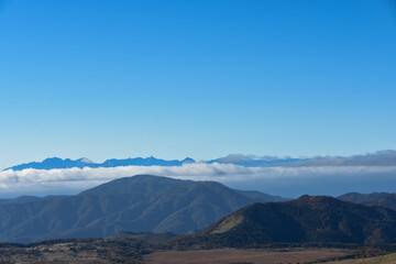 車山高原山頂から眺める南アルプスと中央アルプス