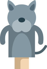 Grey dog hand puppet for children's theater, providing joy and entertainment