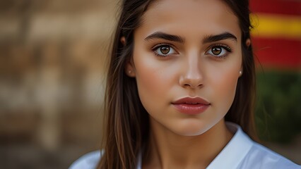 Obraz premium portrait of a woman, portrait of a girl, a Spinach girl, a beautiful girl, close-up, 