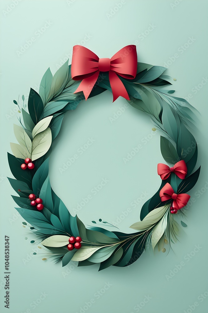 Wall mural simplified abstract christmas wreath made from abstract circular shapes