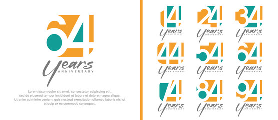 anniversary logo set. vector design orange and green color can be use for celebration moment