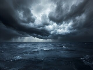 Obraz premium Dark Storm Clouds Over Choppy Ocean Waters