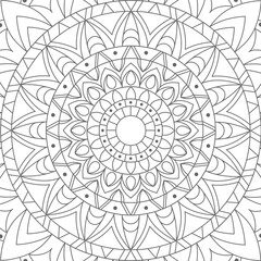 Monochrome pattern. Linear symmetrical ornament. Background template for decorating textiles, wallpapers, covers, interior and creative design