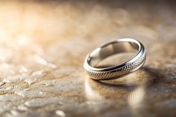 Elegant Silver Ring on Textured Surface - Minimalist Jewelry Design, Simple Elegance, Luxury Accessories, Fine Jewelry, Modern Aesthetic, Stylish Ring, Unique Design, Close-Up Photography