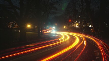 The rhythmic flow of cars along the parkside drive captured in a mesmerizing dance of light.