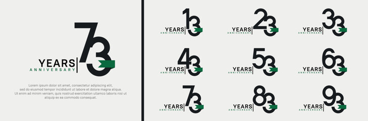 anniversary logo set. vector design black color and green ribbon can be use for celebration event