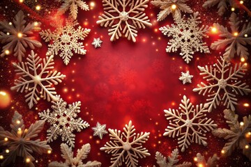 Festive Red Christmas Background with Snowflakes for Cards, Posters, Invitations, Social Media Ads, Flyers and More - Perfect Low Light Photography for Holiday Designs