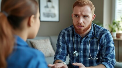 Obraz premium Doctor and Patient Discussing Wellness Goals in Cozy Living Room