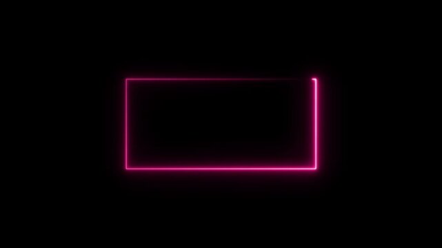 abstract Glowing Neon light frame rectangle loading icon background in 4k video animation.