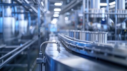 Fototapeta premium Close-up of a Conveyor Belt System in a Factory