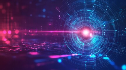 Obraz premium Abstract Digital Background with Bright Light Effects and Geometric Patterns