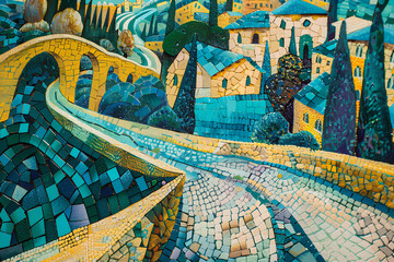 Obraz premium 石畳のある街並みの風景