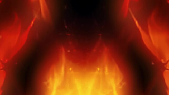 An enchanting fire dancer beautifully showcases her talent with mesmerizing flames during a performance. Mirror effect.