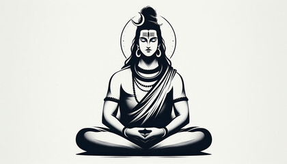 Obraz premium minimalist image of Shivi in ​​a meditative pose