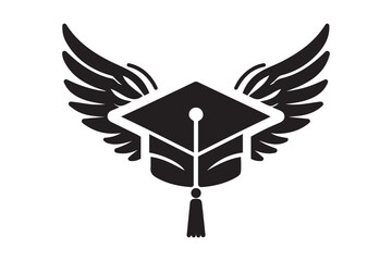 Graduation Cap With Wings Vector Art & Illustration