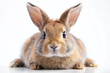 Obraz premium Adorable Lazy Bunny - Macro Photography of a Rabbit Isolated on White Background for Stock Images