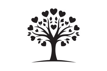 Obraz premium Minimalist Heart Tree Vector Art Illustration