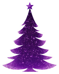 Fototapeta premium Purple christmas tree icon shape white background illuminated.