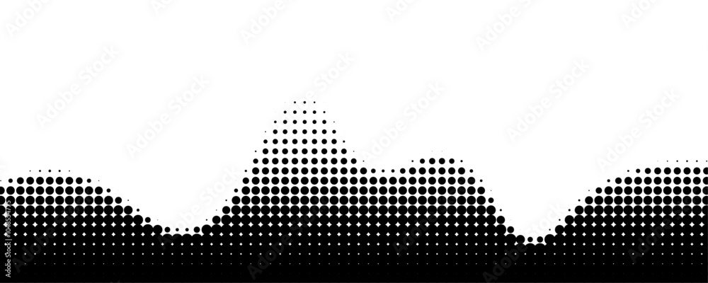 Fototapete Abstract dotted wave. Flowing dots particle wave fade on transparent background. Textured fluid Halftone gradient effect. Dynamic vector design with points.