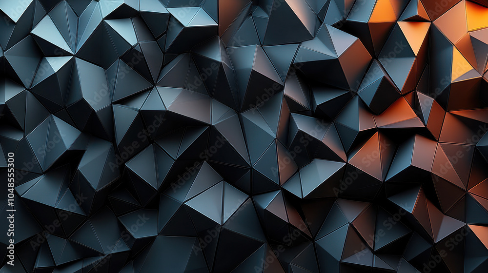 Poster abstract 3d displaced triangular geometric background with dynamic light