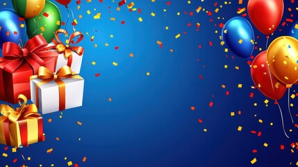 Vibrant Birthday Celebration with Balloons and Gifts