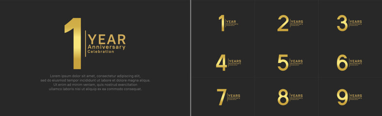 anniversary logo set. vector design golden color can be use for special moment