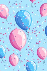 Celebration of Colorful Balloons and Confetti