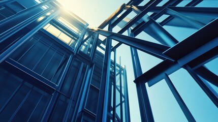 Fototapeta premium building construction of metal steel framework outdoors