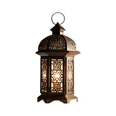 Arabian Lantern with Candle – Islamic Cultural Decor, Ramadan Kareem Lamp, Transparent Background