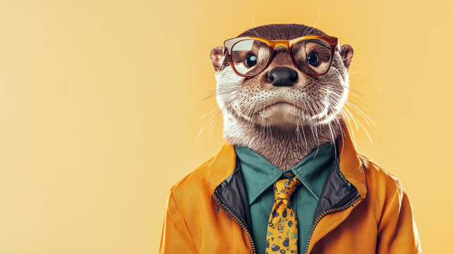 Otter in Glasses and Jacket.