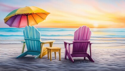 Beach option, vibrant colors, joyful scenes, cozy setting, inviting
