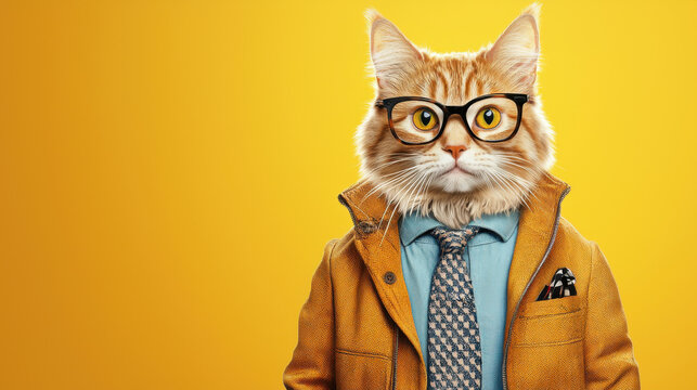 Cat in a Suit and Glasses