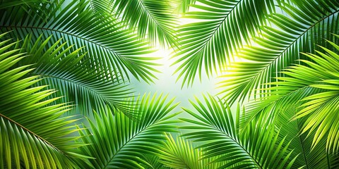 Fototapeta premium Tropical background with green palm leaves