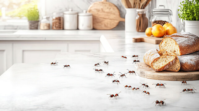 Ants and Breadcrumbs Representing Hygiene Issues